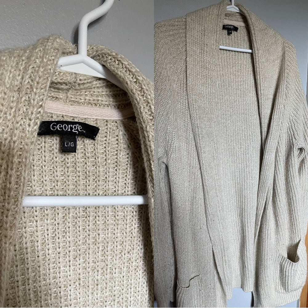 George - Oversized Cable Knit Cardigan - Blazer Like Collar